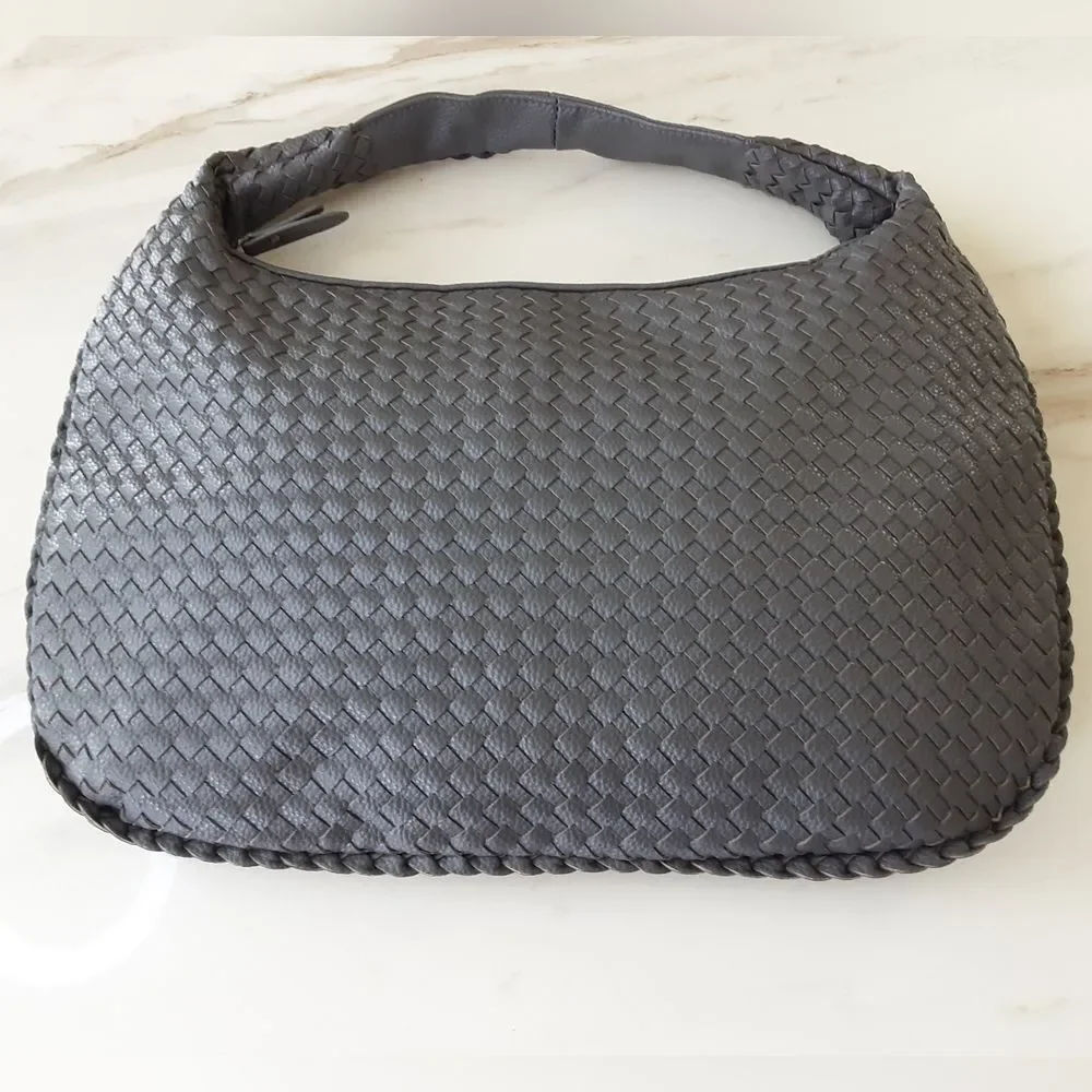 Gray Woven Bottega Veneta Inspired Hobo Bag
